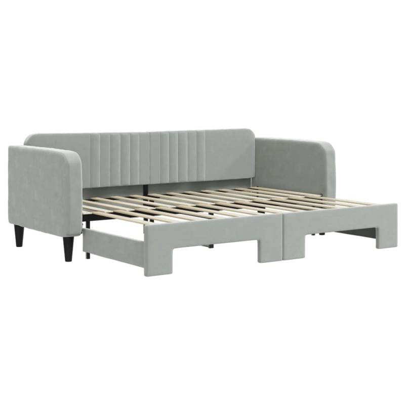 vidaXL Tagesbett Ausziehbar Hellgrau 80x200 cm Samt1884500 von VIDAXL