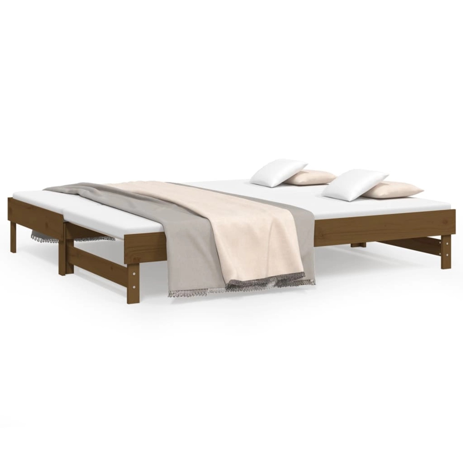 vidaXL Tagesbett Ausziehbar Honigbraun 2x(100x200)cm Massivholz Kiefer1369996 von VIDAXL