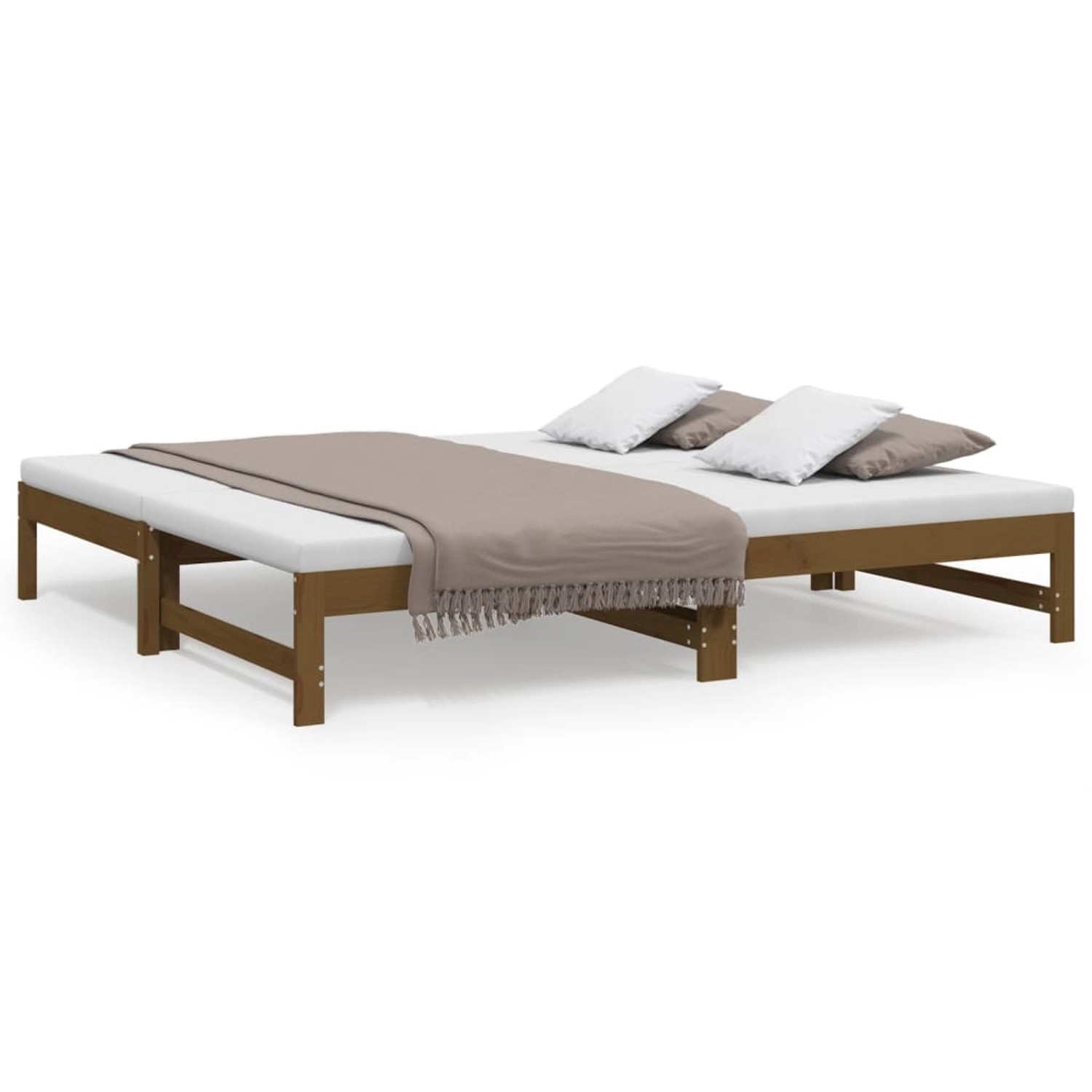 vidaXL Tagesbett Ausziehbar Honigbraun 2x(90x190) cm Massivholz Kiefer1369484 von VIDAXL