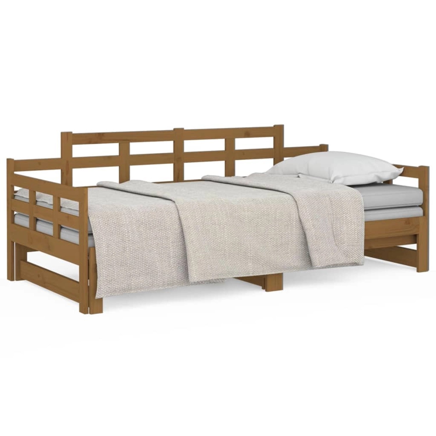 vidaXL Tagesbett Ausziehbar Honigbraun Massivholz Kiefer 2x(90x190) cm1279871 von VIDAXL