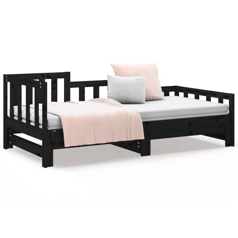 vidaXL Tagesbett Ausziehbar Schwarz 2x(80x200) cm Massivholz Kiefer1280252 von VIDAXL