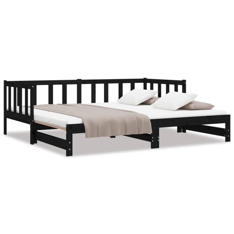 vidaXL Tagesbett Ausziehbar Schwarz 2x(90x190) cm Massivholz Kiefer1273266 von VIDAXL