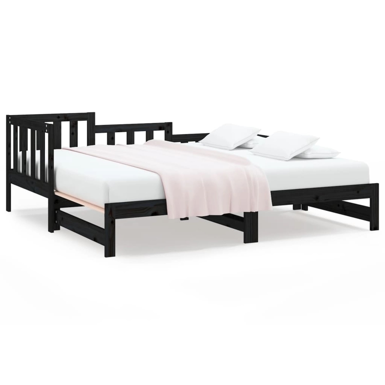 vidaXL Tagesbett Ausziehbar Schwarz 2x(90x200) cm Massivholz Kiefer1280257 von VIDAXL