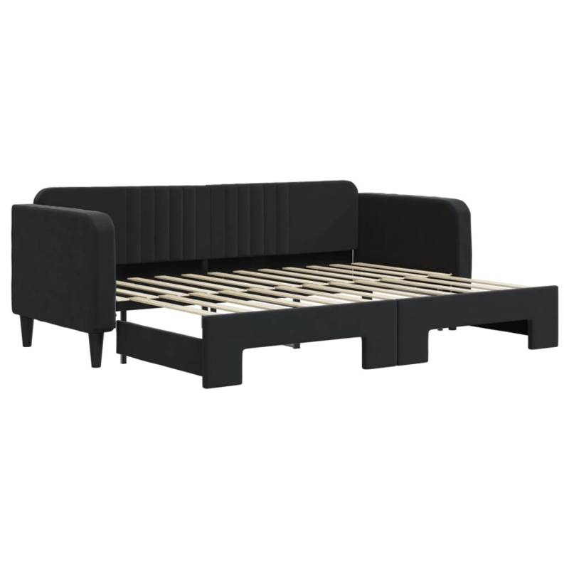 vidaXL Tagesbett Ausziehbar Schwarz 80x200 cm Samt1898662 von VIDAXL