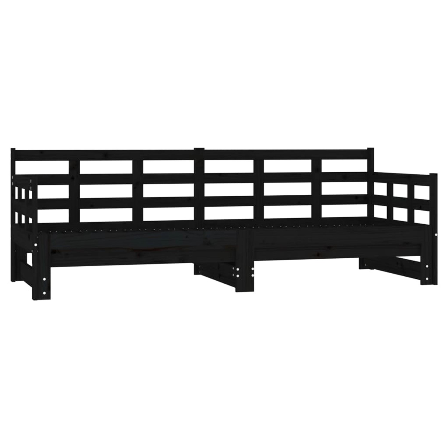 vidaXL Tagesbett Ausziehbar Schwarz Massivholz Kiefer 2x(80x200) cm1279897 von VIDAXL