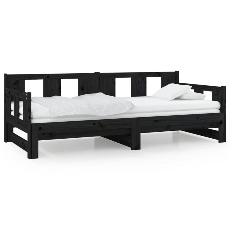 vidaXL Tagesbett Ausziehbar Schwarz Massivholz Kiefer 2x(90x190) cm1279812 von VIDAXL