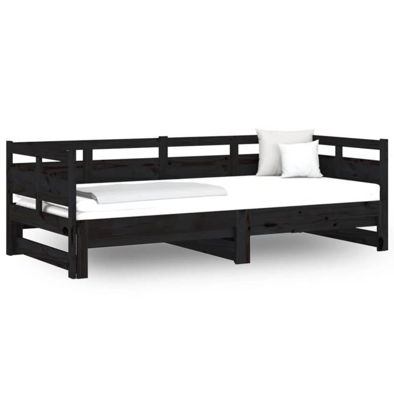 vidaXL Tagesbett Ausziehbar Schwarz Massivholz Kiefer 2x(90x190) cm1279842 von VIDAXL