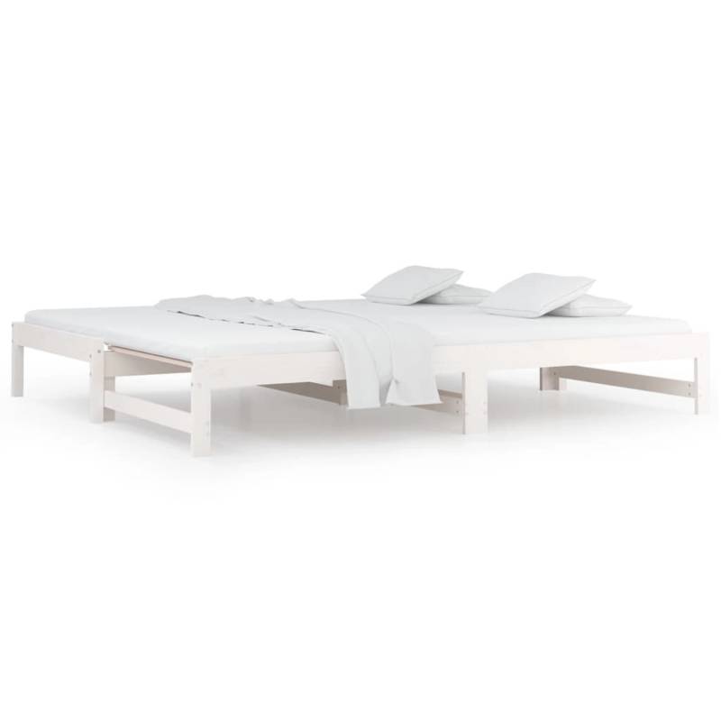 vidaXL Tagesbett Ausziehbar Weiß 2x(90x200) cm Massivholz Kiefer1279943 von VIDAXL