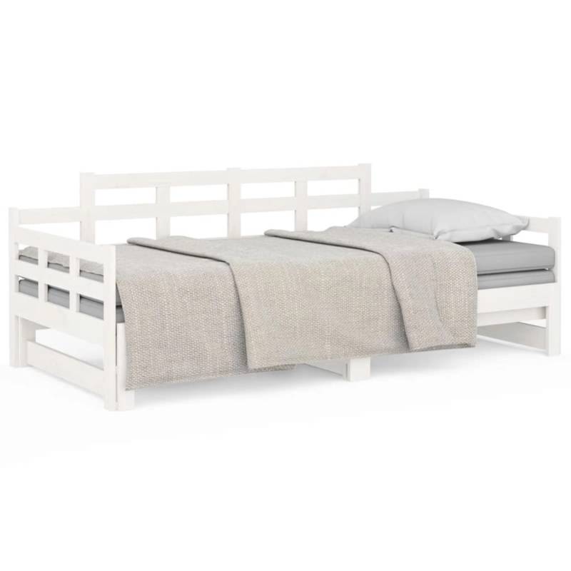 vidaXL Tagesbett Ausziehbar Weiß Massivholz Kiefer 2x(90x190) cm1279869 von VIDAXL