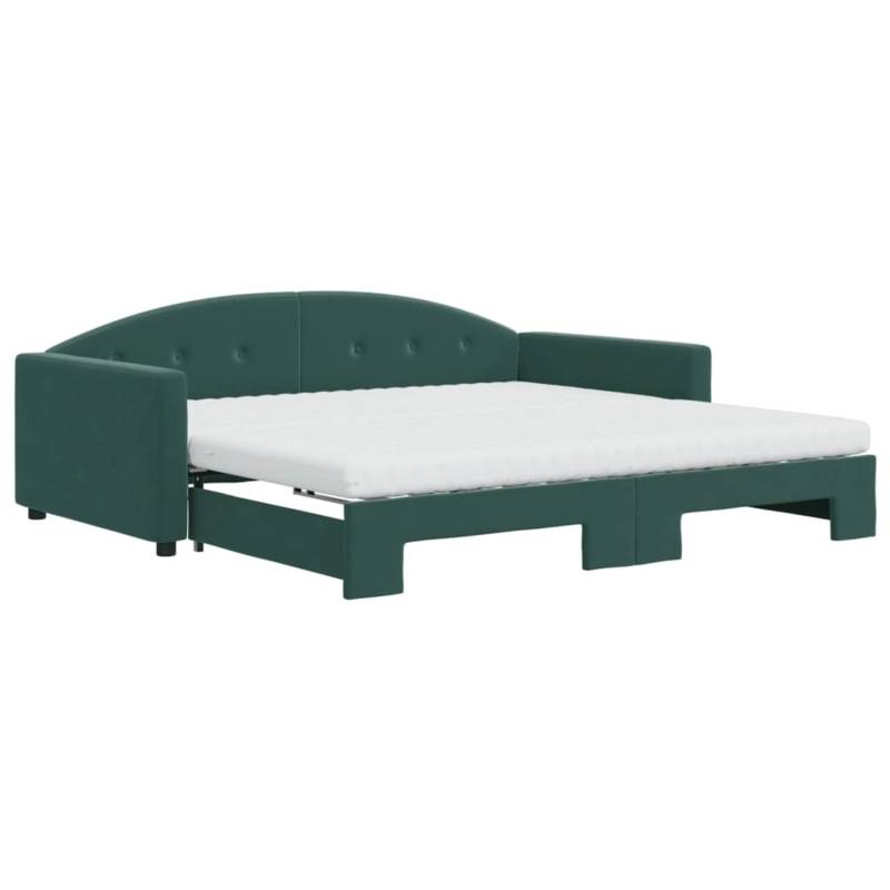 vidaXL Tagesbett Ausziehbar mit Matratzen Dunkelgrün 100x200 cm Samt1847462 von VIDAXL