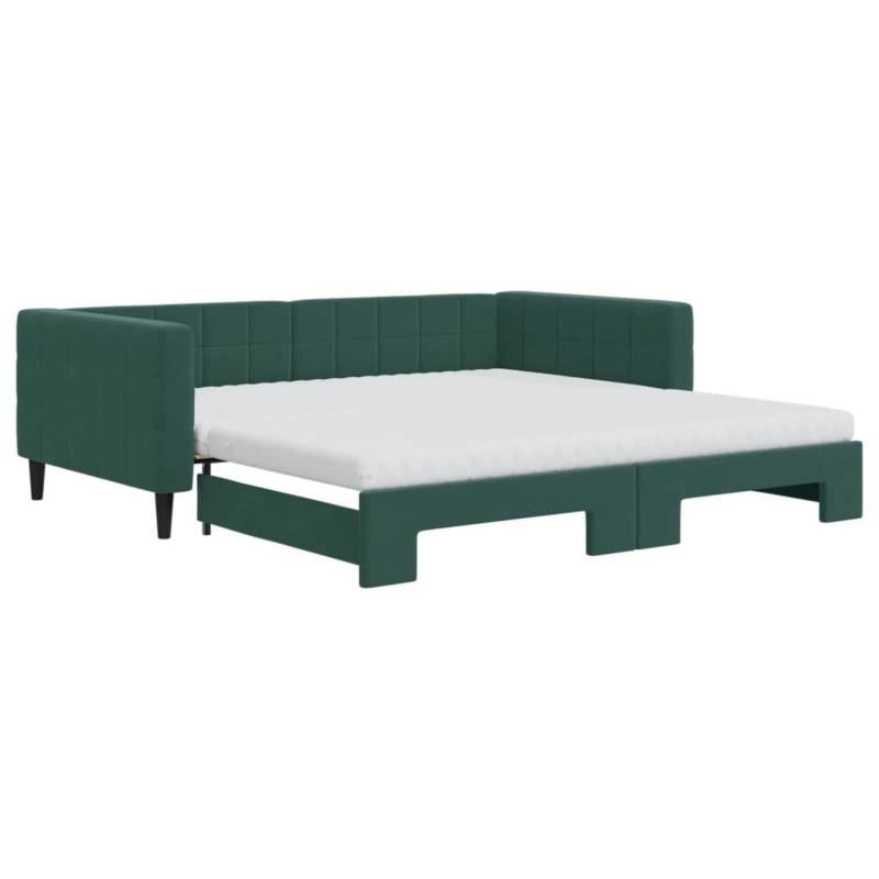 vidaXL Tagesbett Ausziehbar mit Matratzen Dunkelgrün 100x200 cm Samt1847551 von VIDAXL