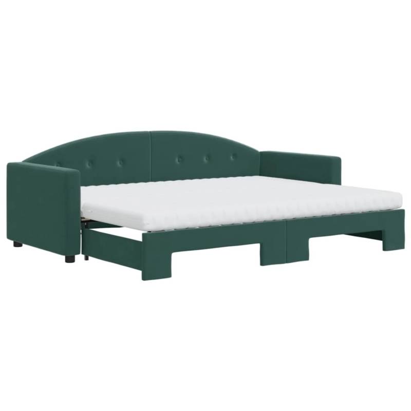 vidaXL Tagesbett Ausziehbar mit Matratzen Dunkelgrün 80x200 cm Samt1847455 von VIDAXL