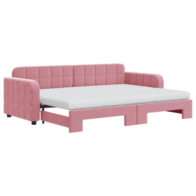 vidaXL Tagesbett Ausziehbar mit Matratzen Rosa 80x200 cm Samt1897490 von VIDAXL