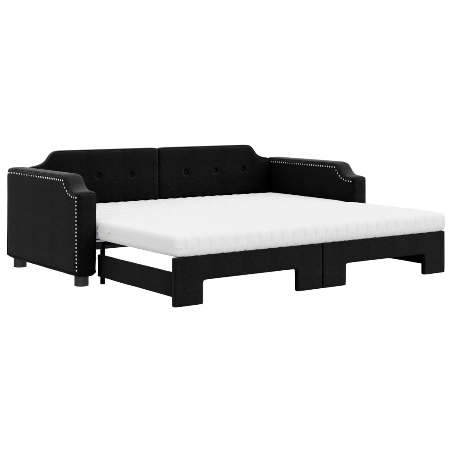 vidaXL Tagesbett Ausziehbar mit Matratzen Schwarz 80x200 cm Stoff1898714 vidaXL Tagesbett Ausziehbar mit Matratzen Schwarz 80x200 cm Stoff1898714 von VIDAXL