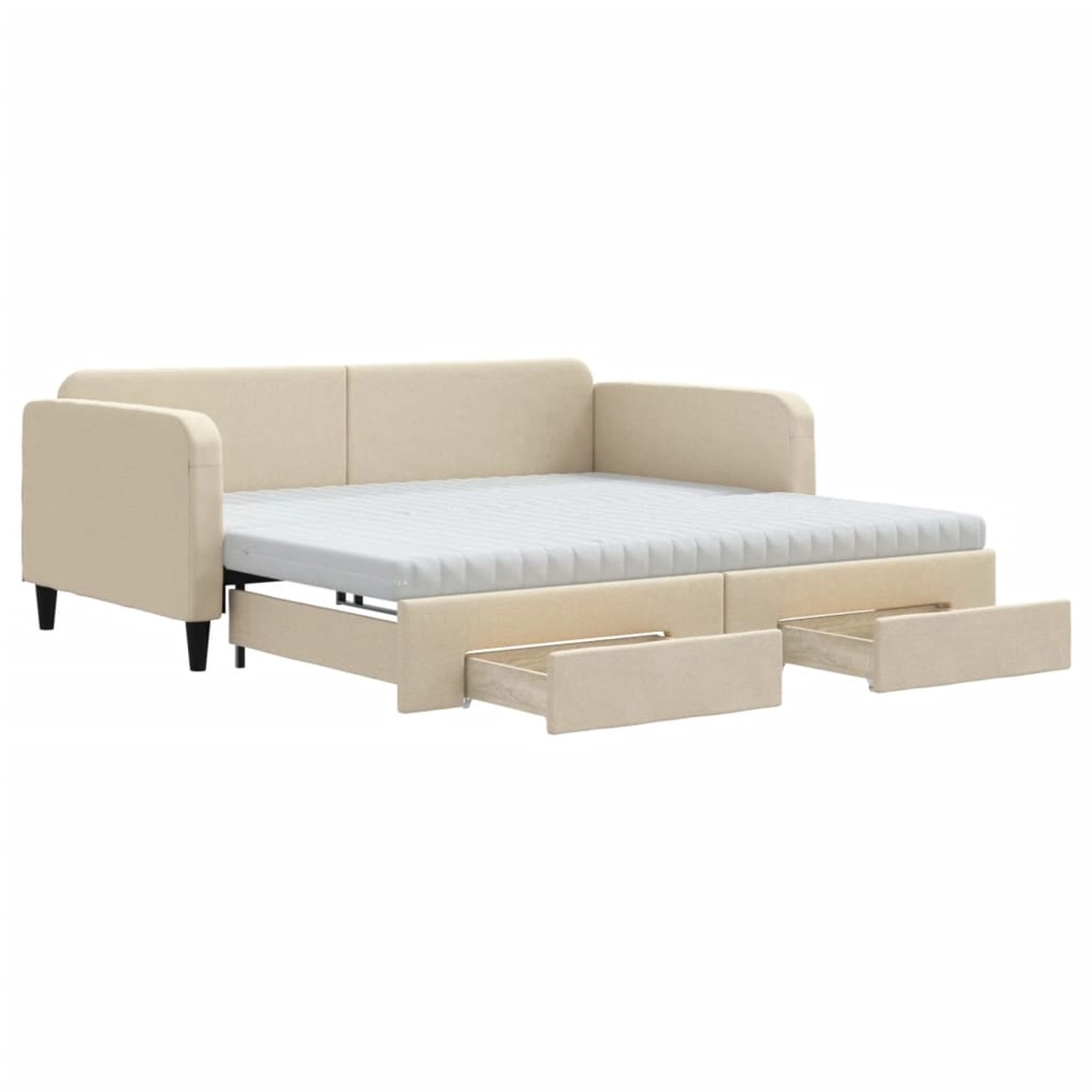 vidaXL Tagesbett Ausziehbar mit Schubladen Creme 100x200 cm Stoff1897454 vidaXL Tagesbett Ausziehbar mit Schubladen Creme 100x200 cm Stoff1897454 von VIDAXL