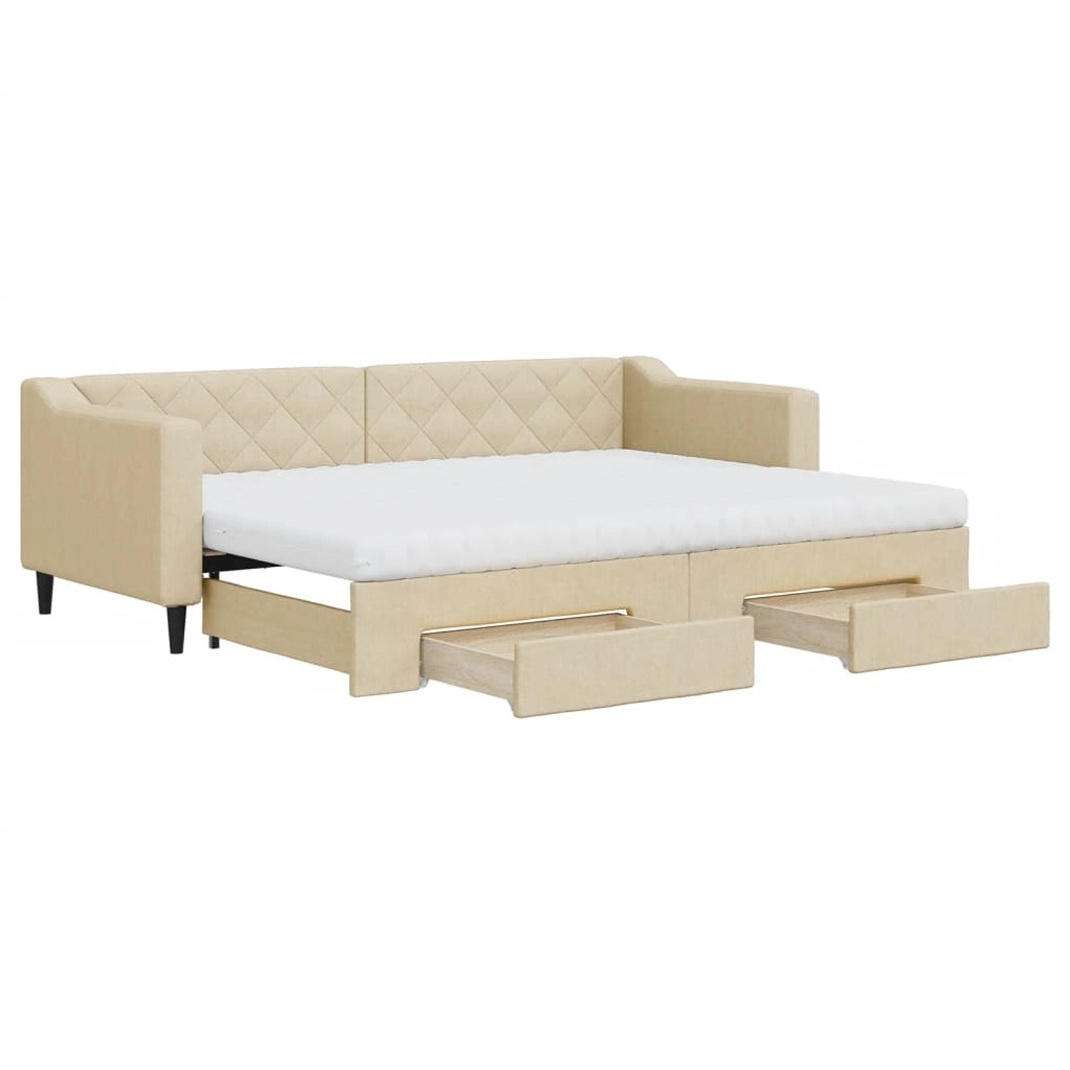 vidaXL Tagesbett Ausziehbar mit Schubladen Creme 80x200 cm Stoff1846606 vidaXL Tagesbett Ausziehbar mit Schubladen Creme 80x200 cm Stoff1846606 von VIDAXL