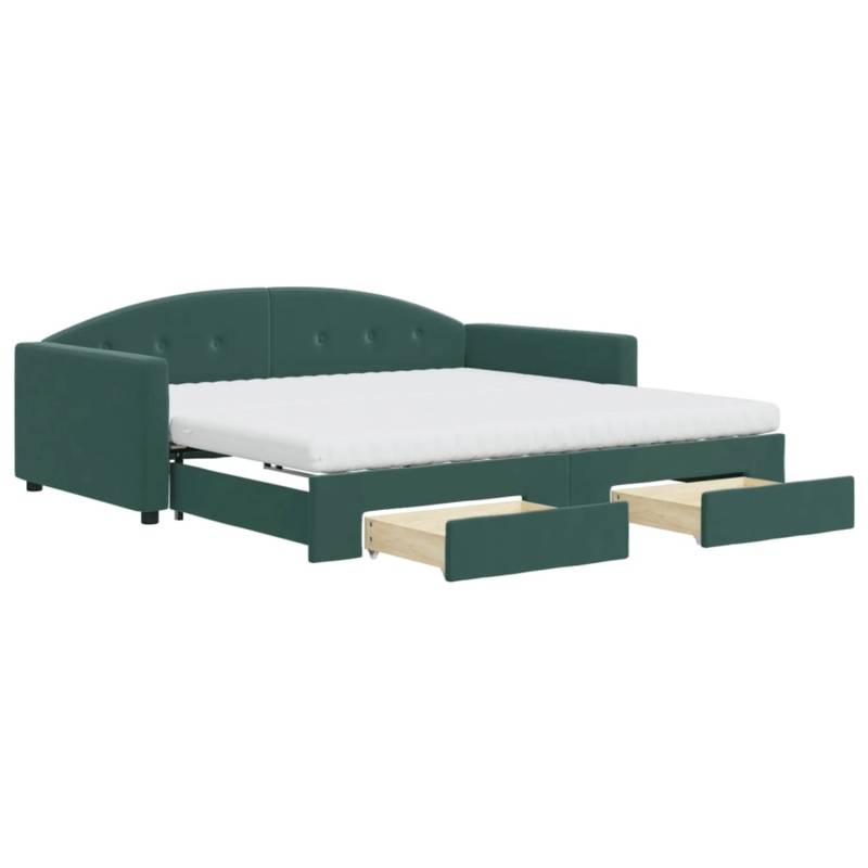 vidaXL Tagesbett Ausziehbar mit Schubladen Dunkelgrün 100x200 cm Samt1847481 von VIDAXL