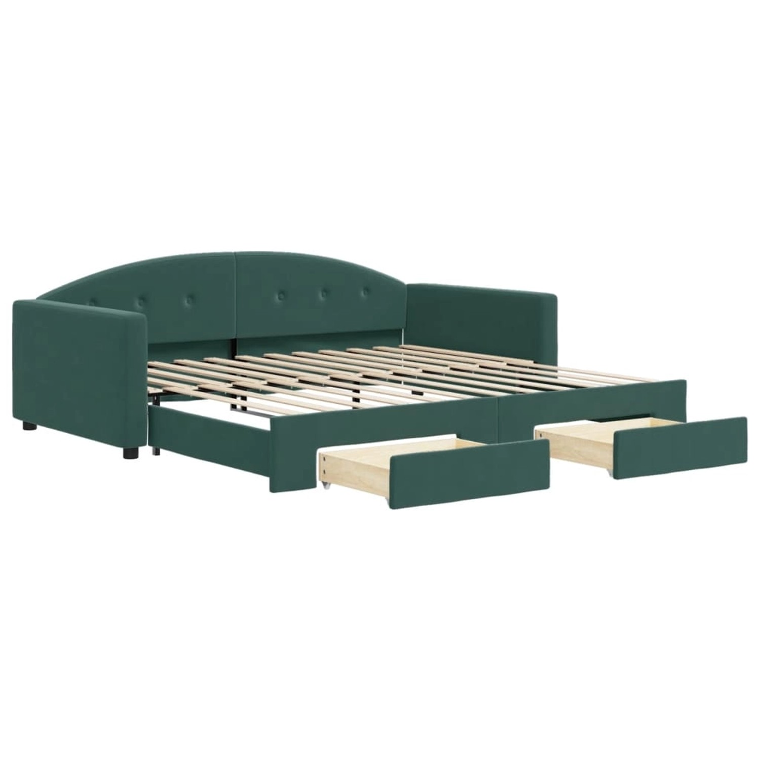 vidaXL Tagesbett Ausziehbar mit Schubladen Dunkelgrün 100x200 cm Samt1898696 von VIDAXL