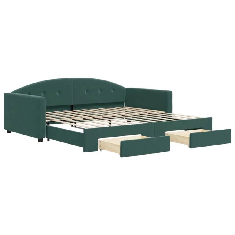 vidaXL Tagesbett Ausziehbar mit Schubladen Dunkelgrün 100x200 cm Samt1898696 von VIDAXL