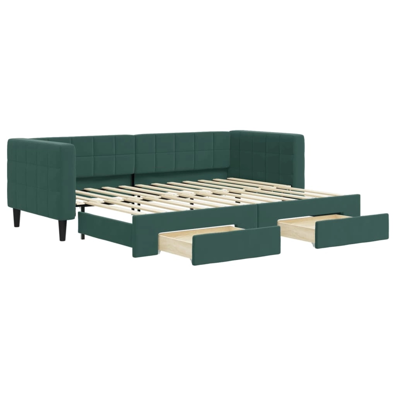 vidaXL Tagesbett Ausziehbar mit Schubladen Dunkelgrün 80x200 cm Samt1898364 von VIDAXL