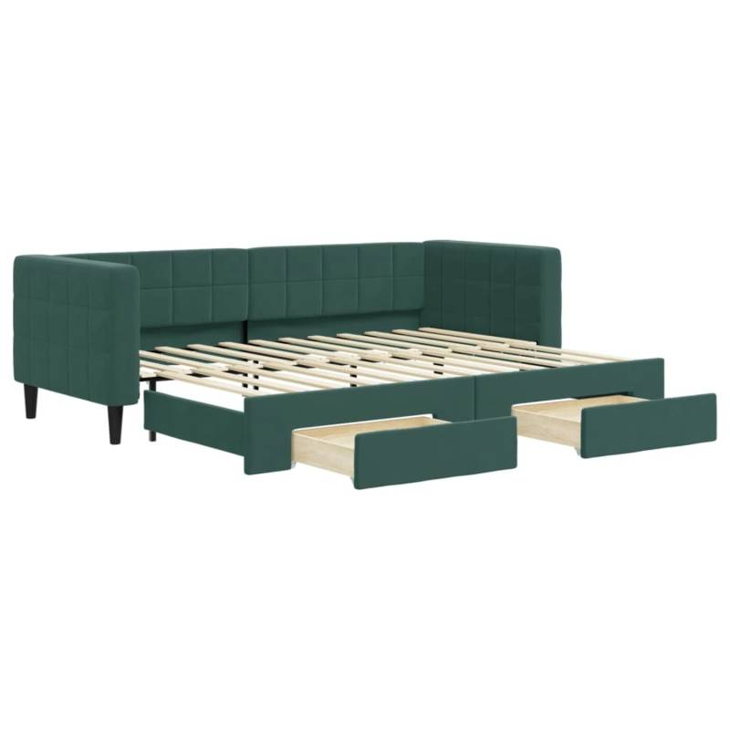 vidaXL Tagesbett Ausziehbar mit Schubladen Dunkelgrün 80x200 cm Samt1898364 von VIDAXL