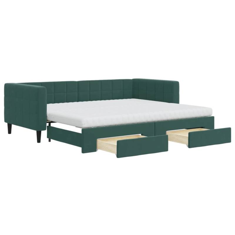 vidaXL Tagesbett Ausziehbar mit Schubladen Dunkelgrün 90x200 cm Samt1881258 von VIDAXL