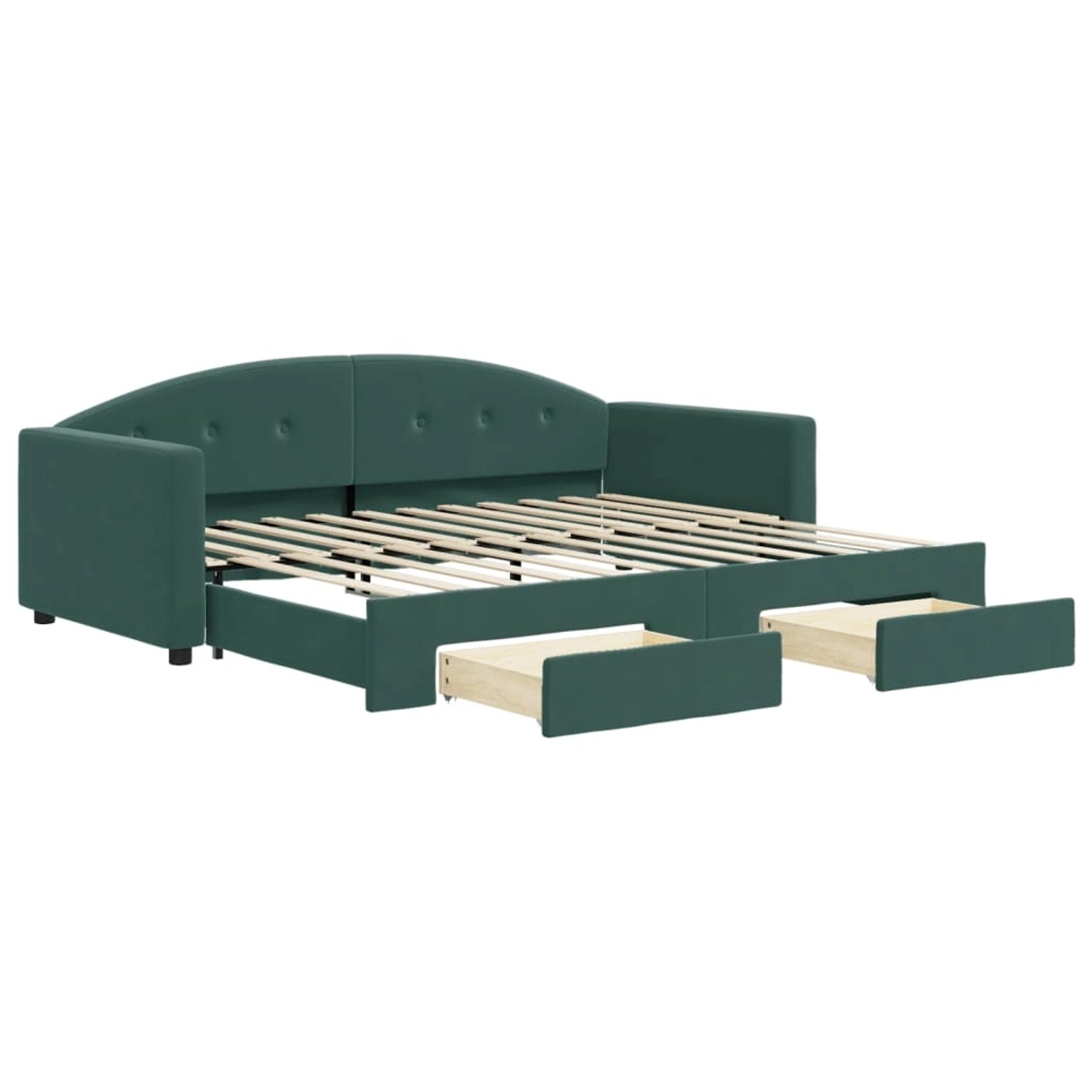 vidaXL Tagesbett Ausziehbar mit Schubladen Dunkelgrün 90x200 cm Samt1898694 von VIDAXL