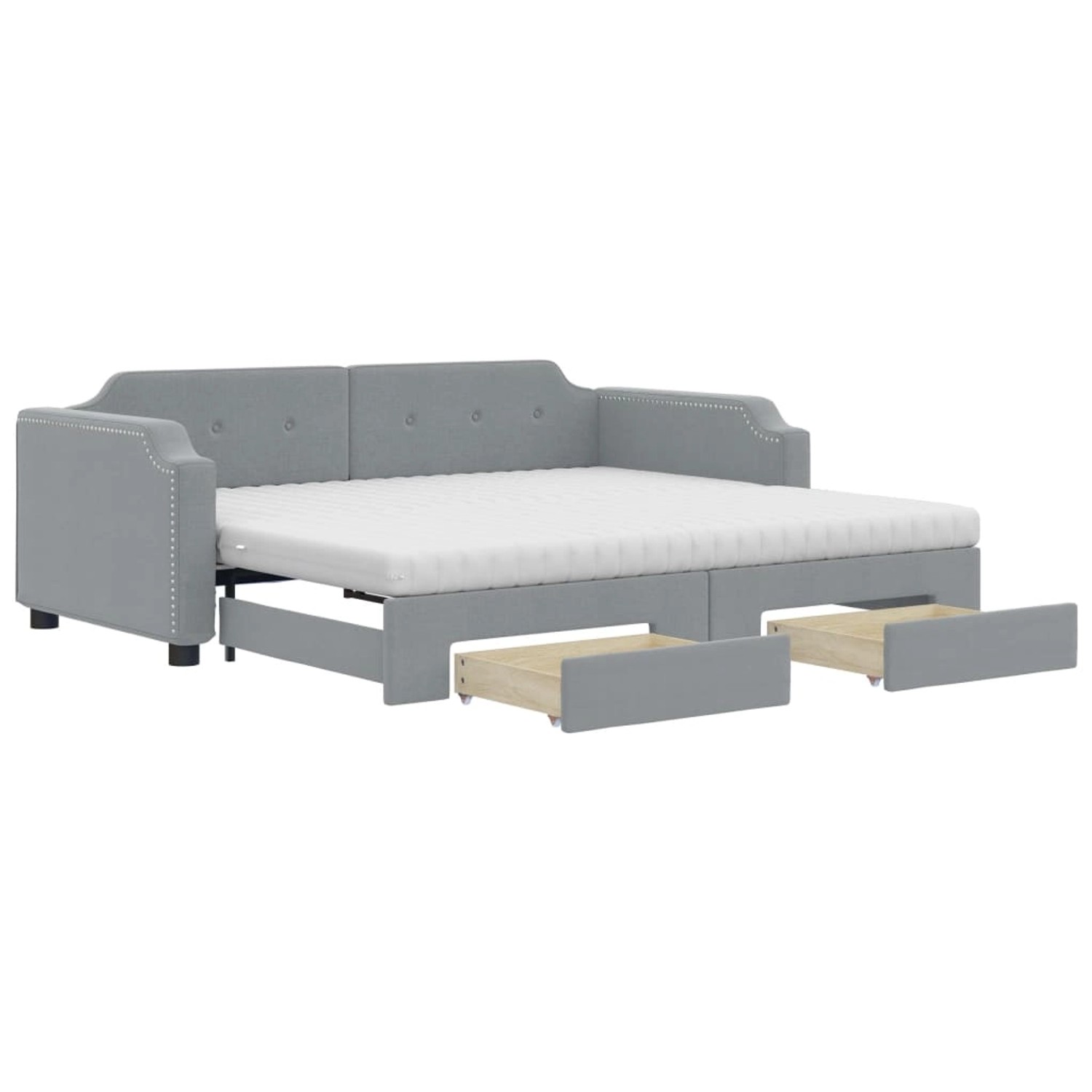vidaXL Tagesbett Ausziehbar mit Schubladen Hellgrau 100x200 cm Stoff1881290 von VIDAXL