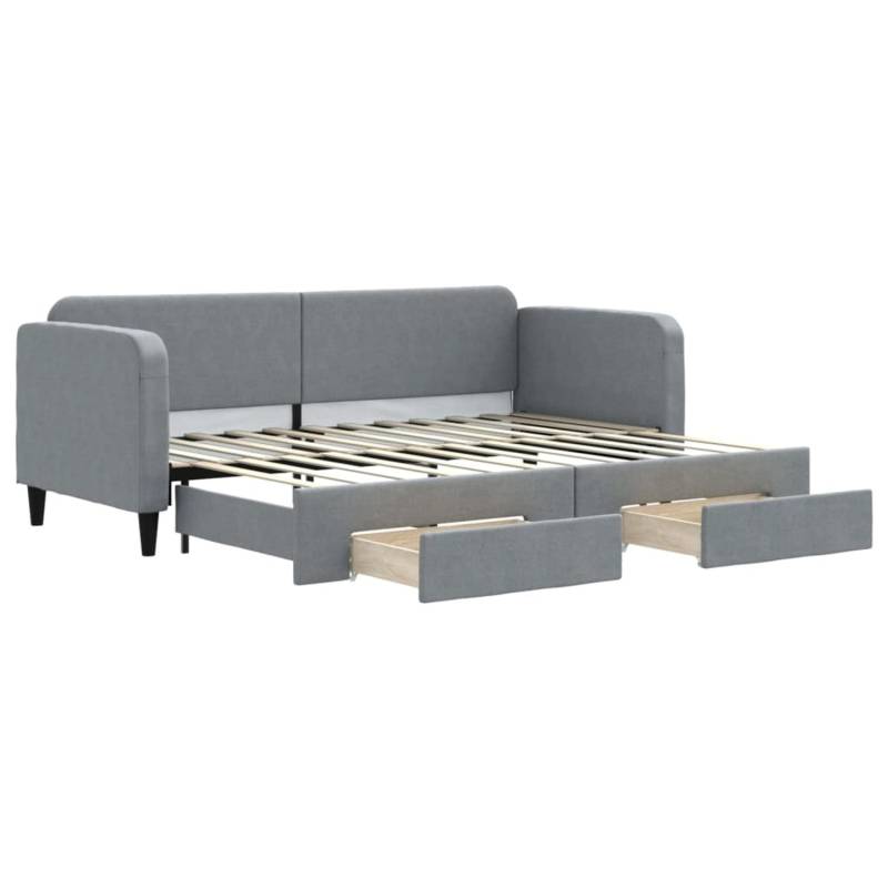 vidaXL Tagesbett Ausziehbar mit Schubladen Hellgrau 80x200 cm Stoff1898357 von VIDAXL