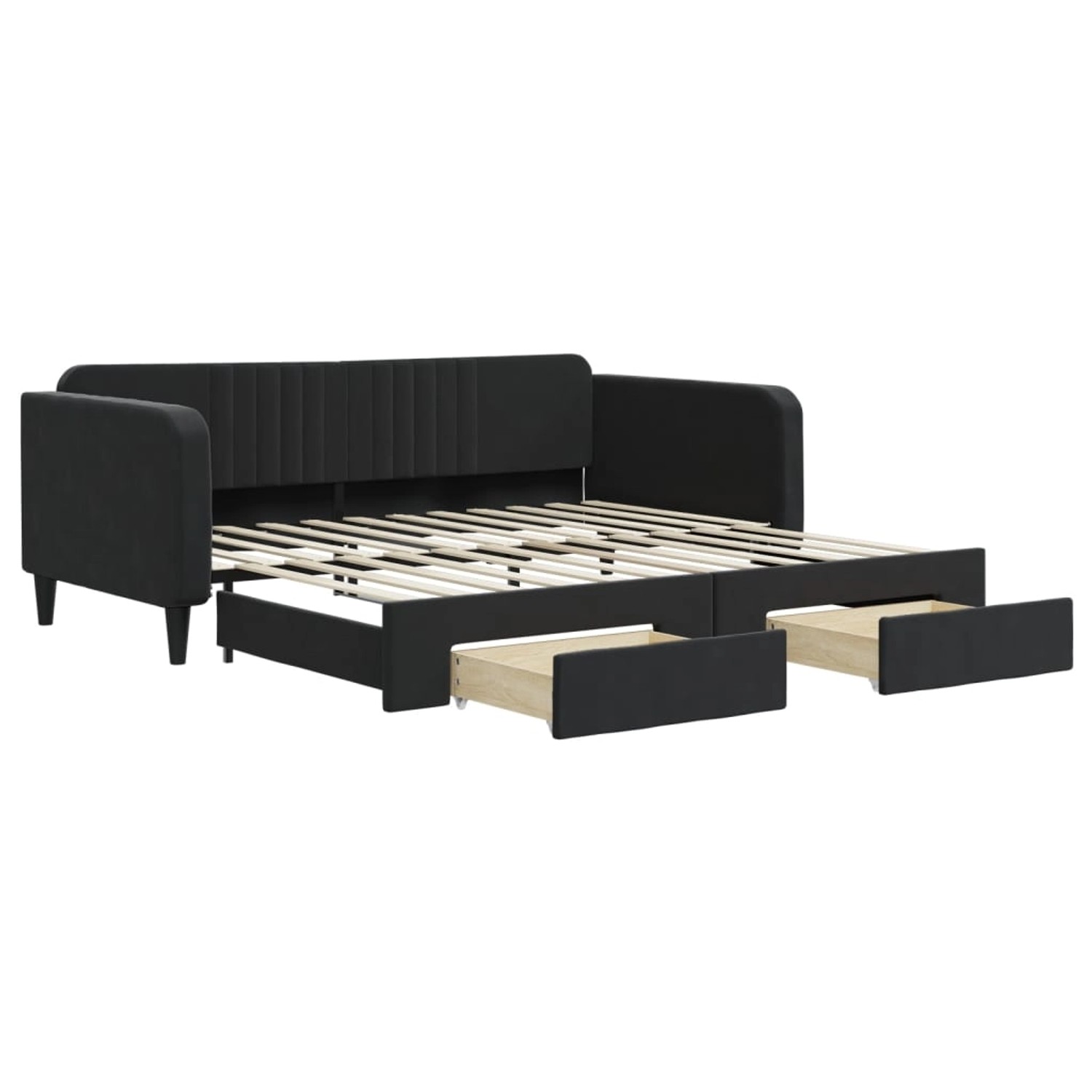 vidaXL Tagesbett Ausziehbar mit Schubladen Schwarz 100x200 cm Samt1909269 vidaXL Tagesbett Ausziehbar mit Schubladen Schwarz 100x200 cm Samt1909269 von VIDAXL