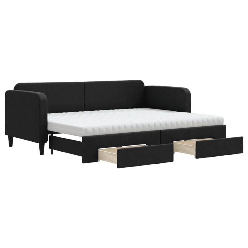 vidaXL Tagesbett Ausziehbar mit Schubladen Schwarz 80x200 cm Stoff1883324 von VIDAXL