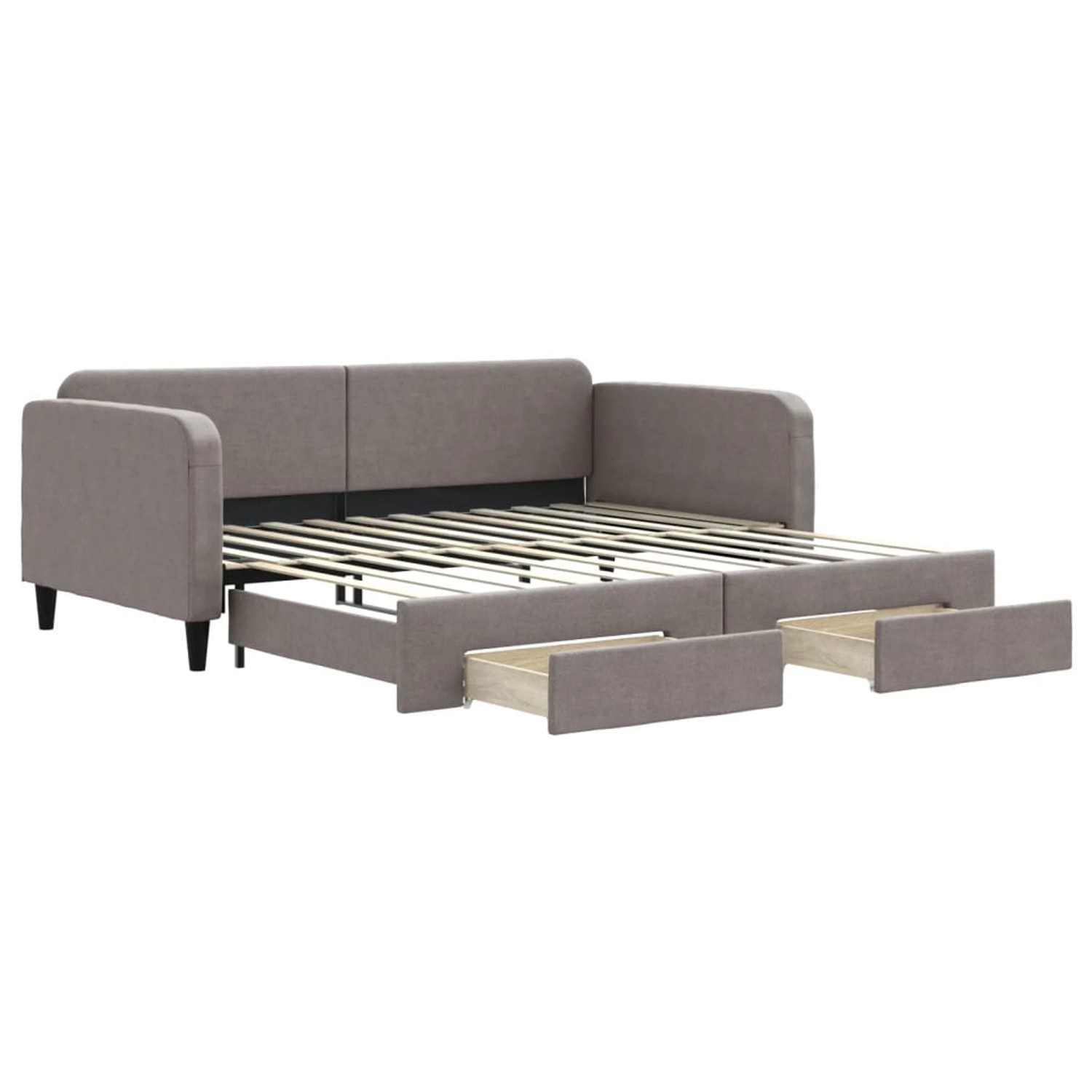 vidaXL Tagesbett Ausziehbar mit Schubladen Taupe 100x200 cm Stoff1886521 vidaXL Tagesbett Ausziehbar mit Schubladen Taupe 100x200 cm Stoff1886521 von VIDAXL