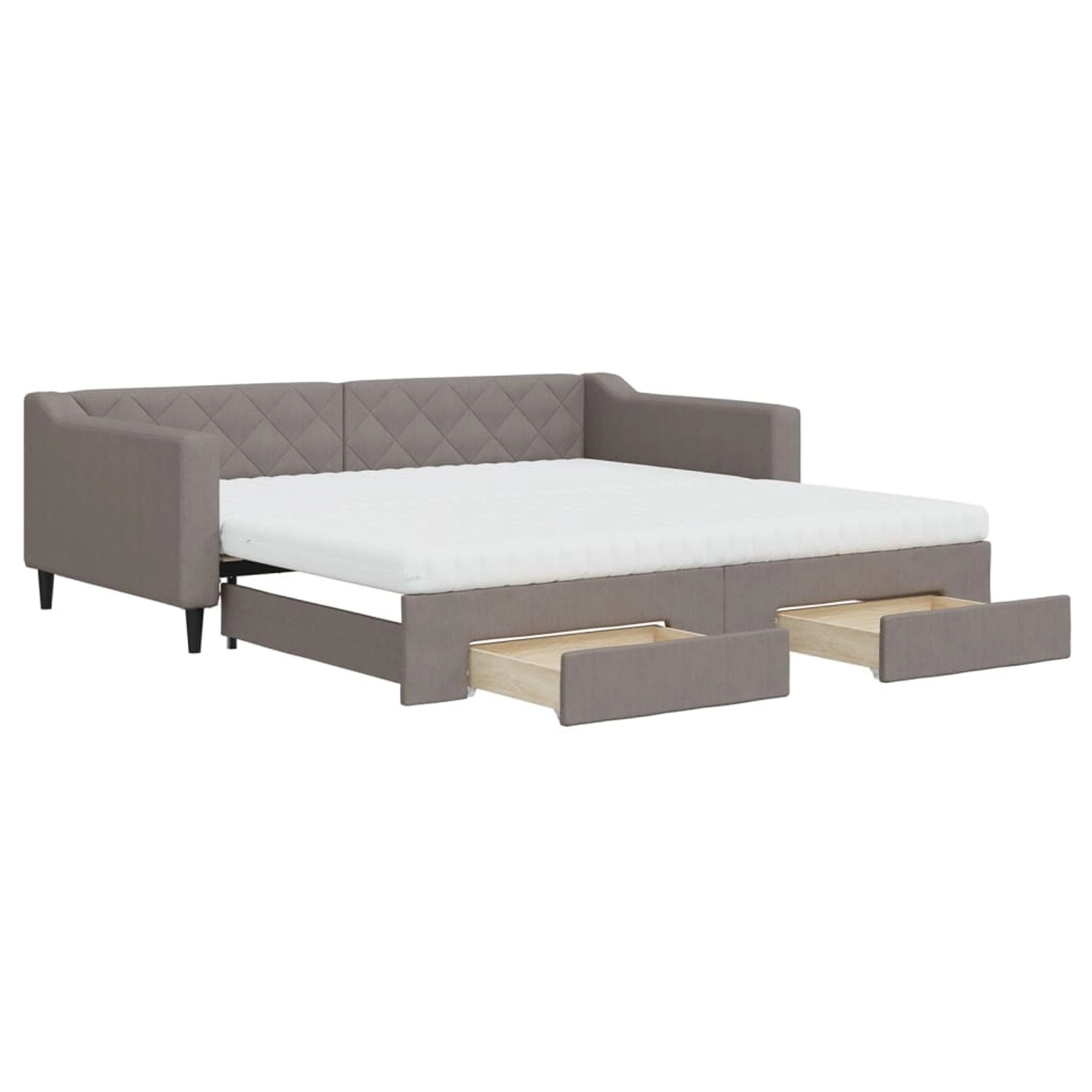 vidaXL Tagesbett Ausziehbar mit Schubladen Taupe 100x200 cm Stoff1898709 vidaXL Tagesbett Ausziehbar mit Schubladen Taupe 100x200 cm Stoff1898709 von VIDAXL