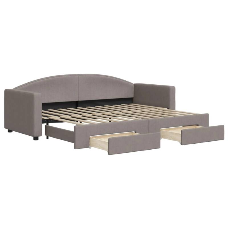 vidaXL Tagesbett Ausziehbar mit Schubladen Taupe 80x200 cm Stoff 3197222 vidaXL Tagesbett Ausziehbar mit Schubladen Taupe 80x200 cm Stoff 3197222 von VIDAXL