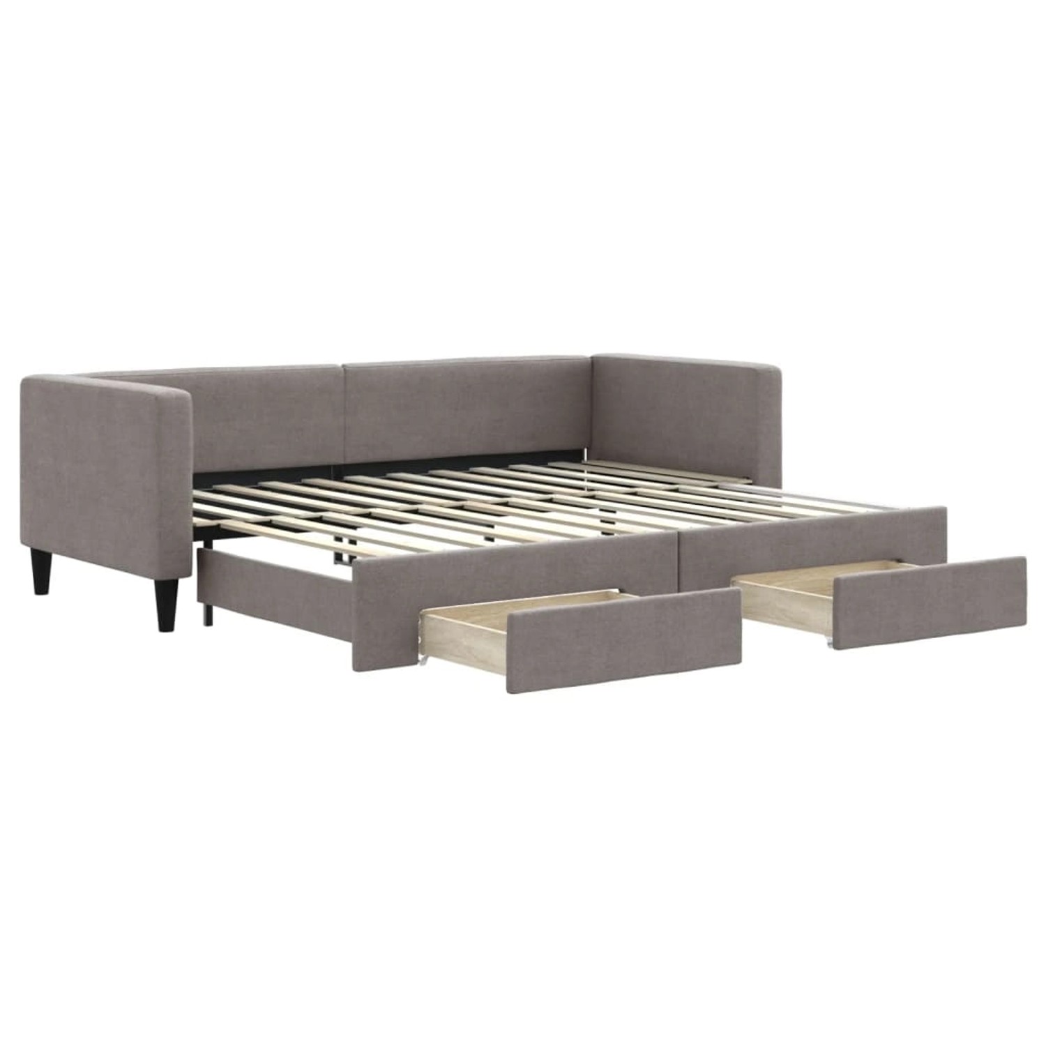 vidaXL Tagesbett Ausziehbar mit Schubladen Taupe 80x200 cm Stoff1898653 vidaXL Tagesbett Ausziehbar mit Schubladen Taupe 80x200 cm Stoff1898653 von VIDAXL