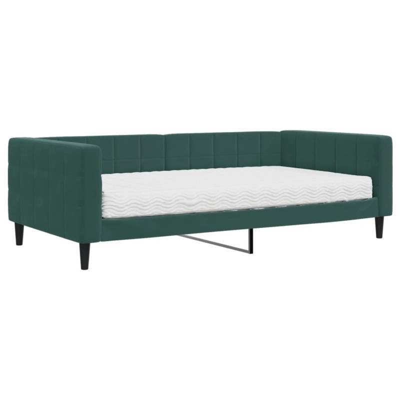vidaXL Tagesbett mit Matratze Dunkelgrün 100x200 cm Samt1843234 von VIDAXL