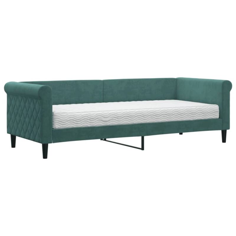 vidaXL Tagesbett mit Matratze Dunkelgrün 80x200 cm Samt1847090 von VIDAXL