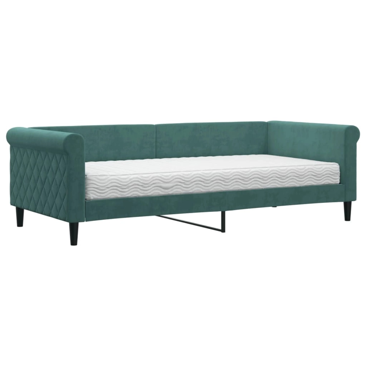 vidaXL Tagesbett mit Matratze Dunkelgrün 90x200 cm Samt1847097 von VIDAXL