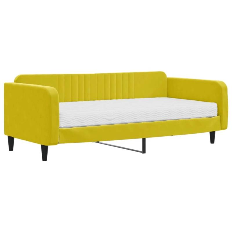 vidaXL Tagesbett mit Matratze Gelb 100x200 cm Samt1846822 von VIDAXL