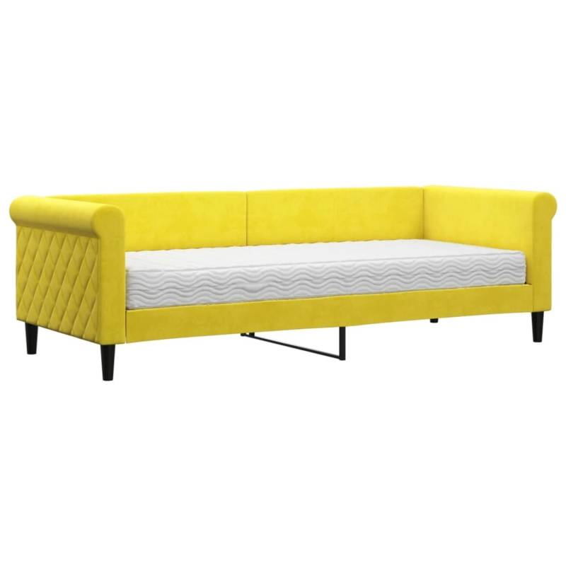 vidaXL Tagesbett mit Matratze Gelb 80x200 cm Samt1847094 von VIDAXL