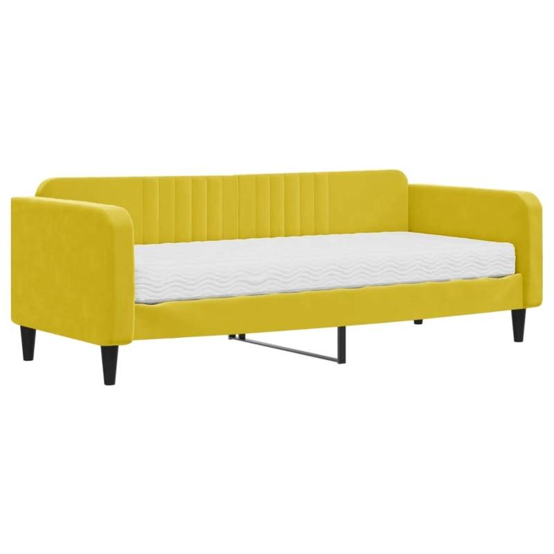 vidaXL Tagesbett mit Matratze Gelb 90x200 cm Samt1846816 von VIDAXL