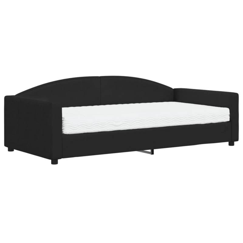 vidaXL Tagesbett mit Matratze Schwarz 100x200 cm Stoff1843244 von VIDAXL