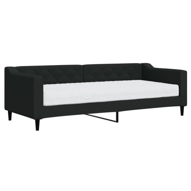 vidaXL Tagesbett mit Matratze Schwarz 80x200 cm Stoff1847439 von VIDAXL