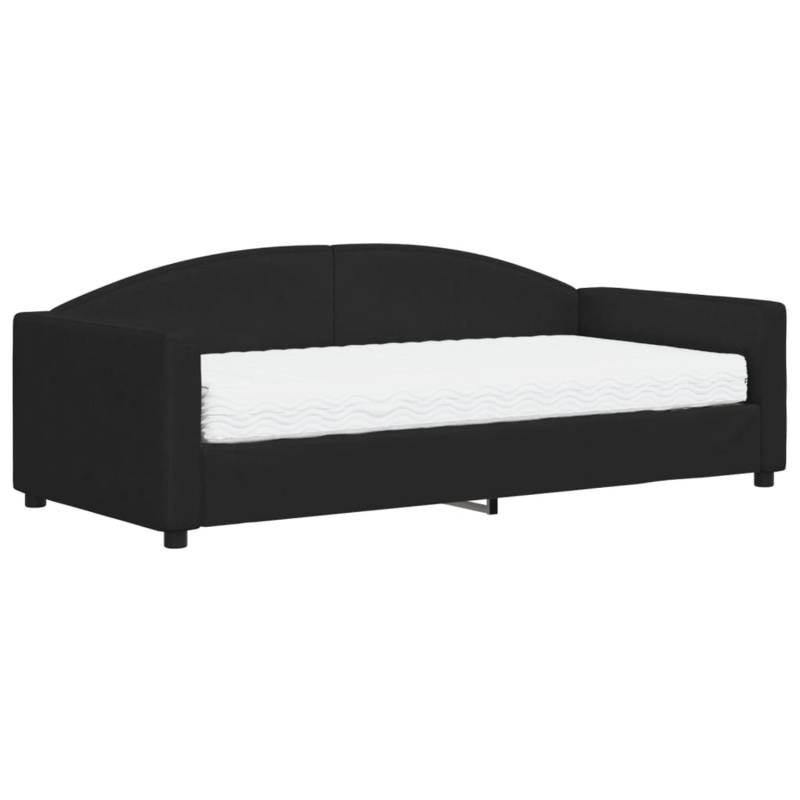 vidaXL Tagesbett mit Matratze Schwarz 90x190 cm Stoff1843261 von VIDAXL