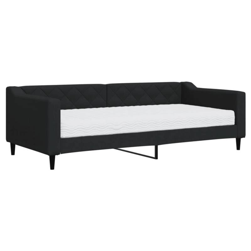 vidaXL Tagesbett mit Matratze Schwarz 90x200 cm Stoff1847444 von VIDAXL