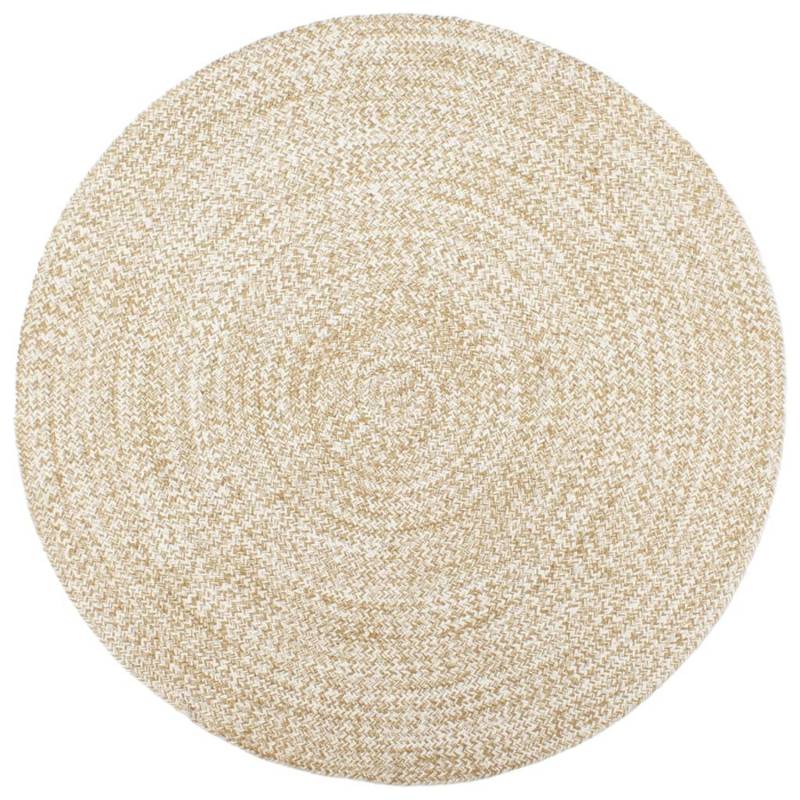 vidaXL Teppich Handgefertigt Jute Weiß Und Braun 210 Cm 1184046 von VIDAXL