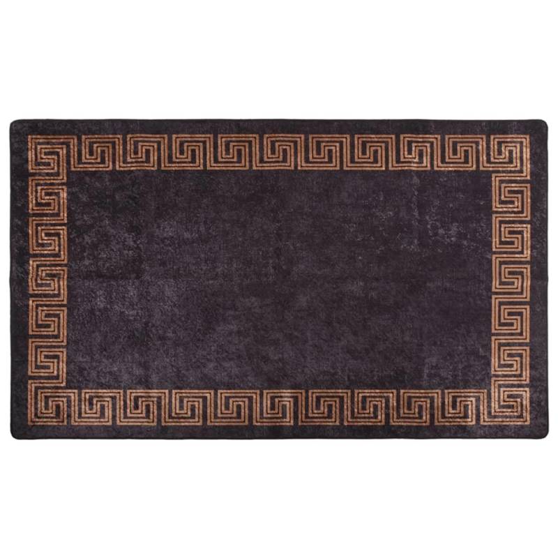 vidaXL Teppich Waschbar Schwarz Und Gold 120x170 Cm Rutschfest 1908207 von VIDAXL