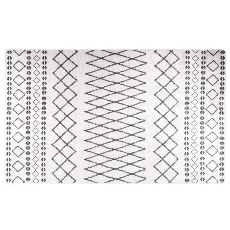 vidaXL Teppich Waschbar Schwarz Und Weiß 120x170 Cm Rutschfest 1908210 von VIDAXL