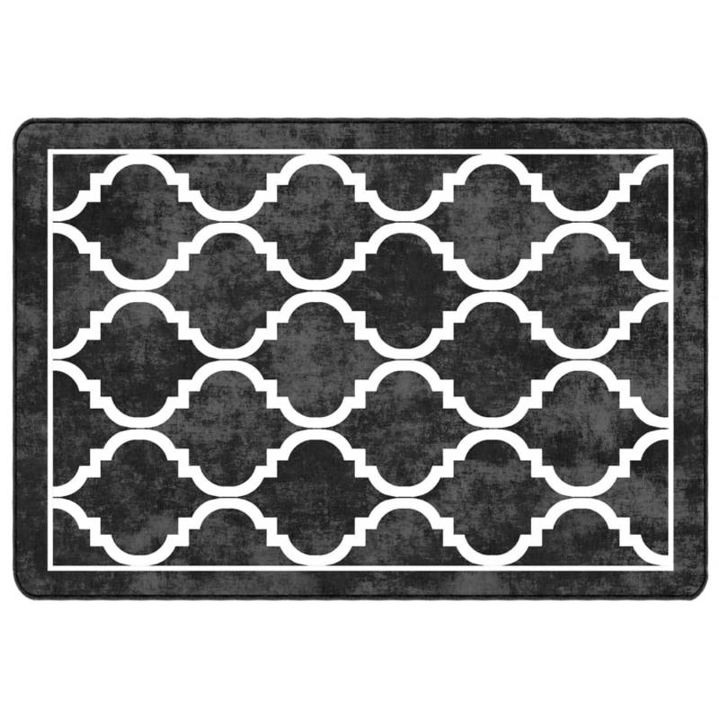 vidaXL Teppich Waschbar Schwarz Und Weiß 120x180 Cm Rutschfest 1928087 von VIDAXL