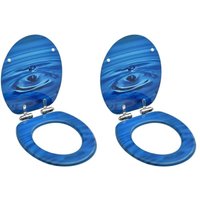 vidaXL Toilettensitze Soft-Close-Deckel 2 Stk. MDF Blau Wassertropfen von VIDAXL
